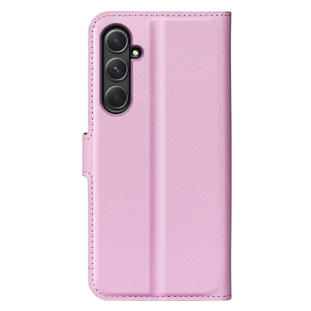 Samsung Galaxy A55 Leder Tasche Flip Cover Litchi Look - Rosa