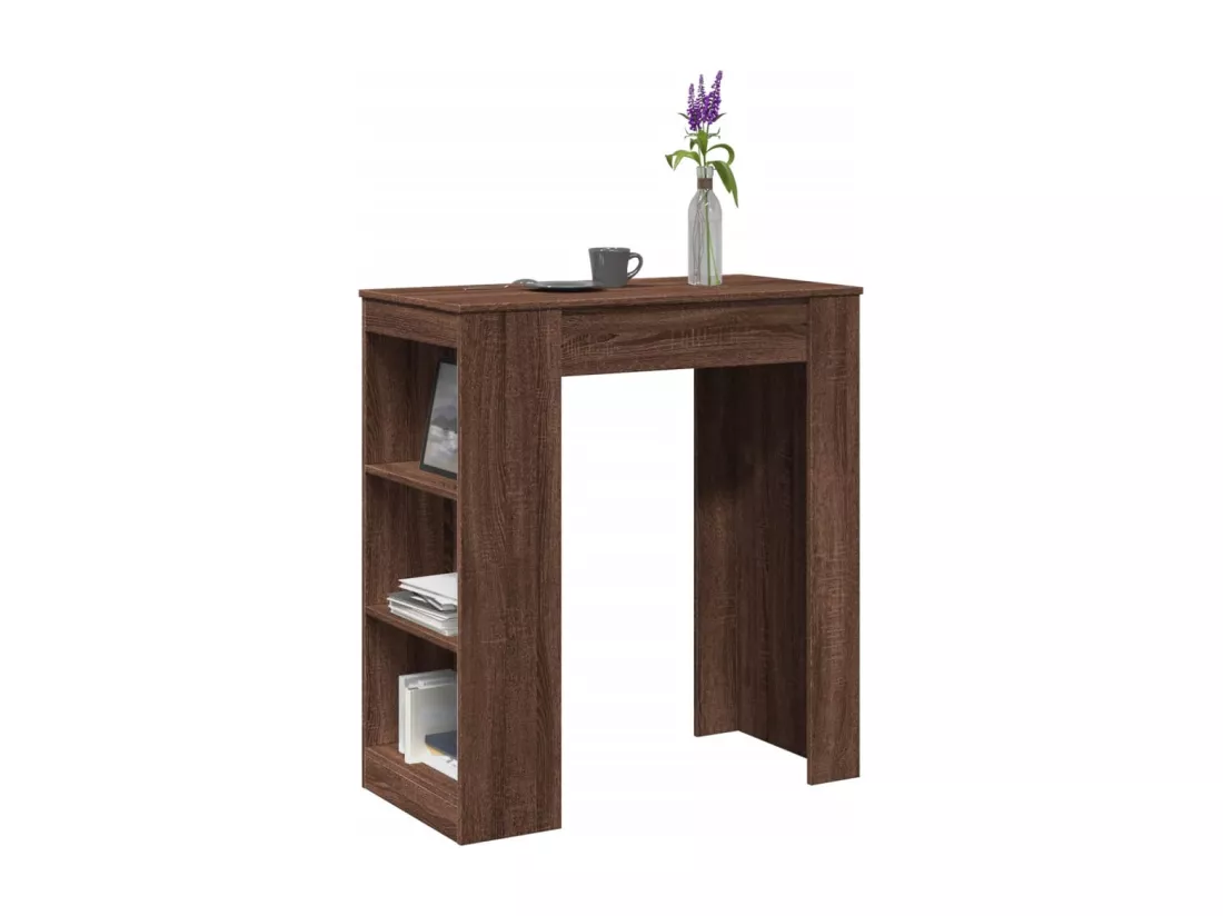 Table de bar avec étagères chêne marron bois d'ingénierie