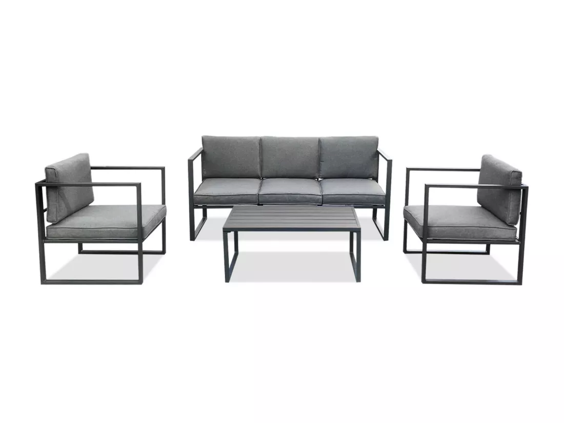 Salon de jardin design aluminium 5 Places Gris - HONFLEUR
