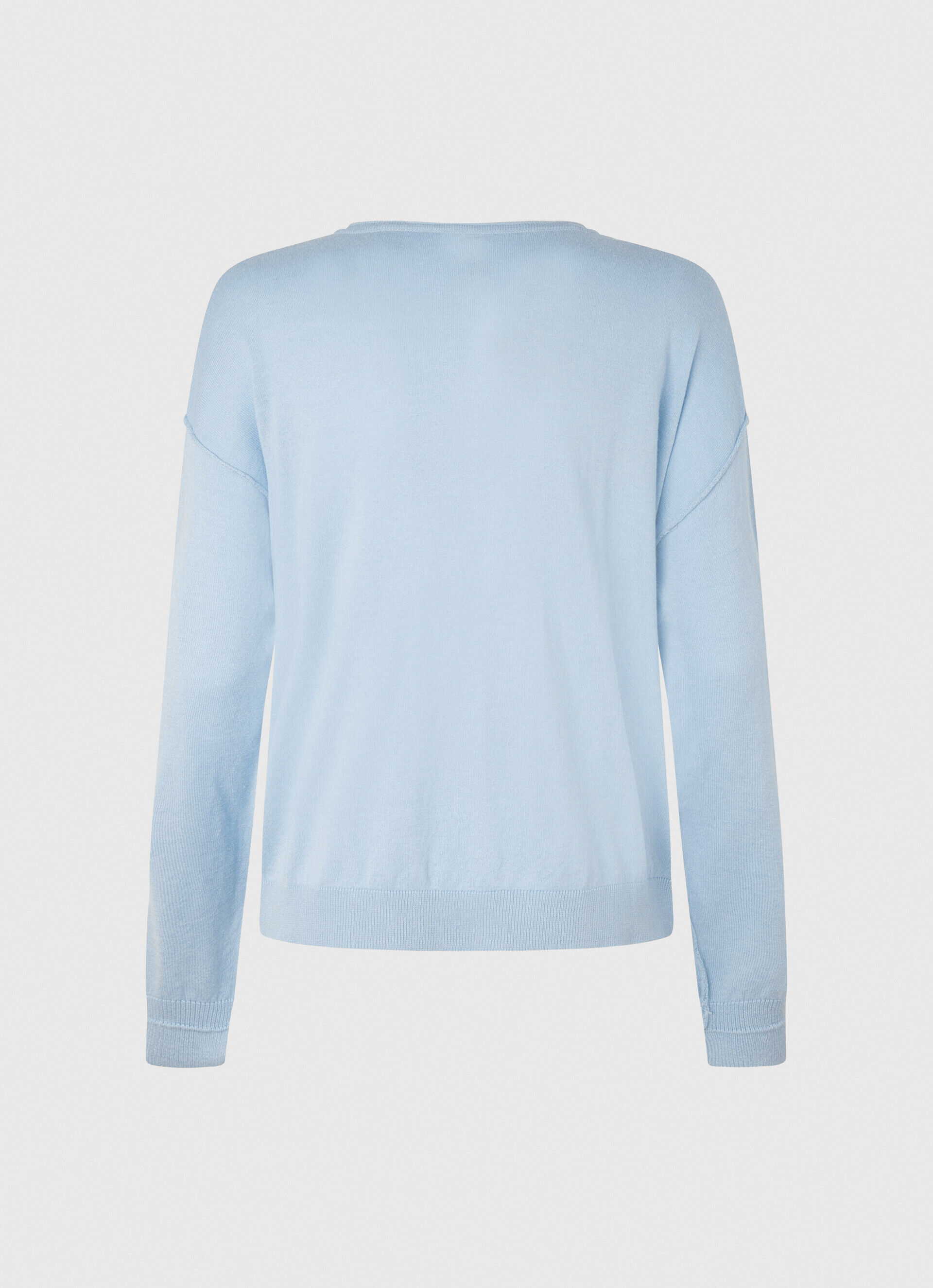 Camisa de malha com decote em V relaxado - azul-marinho