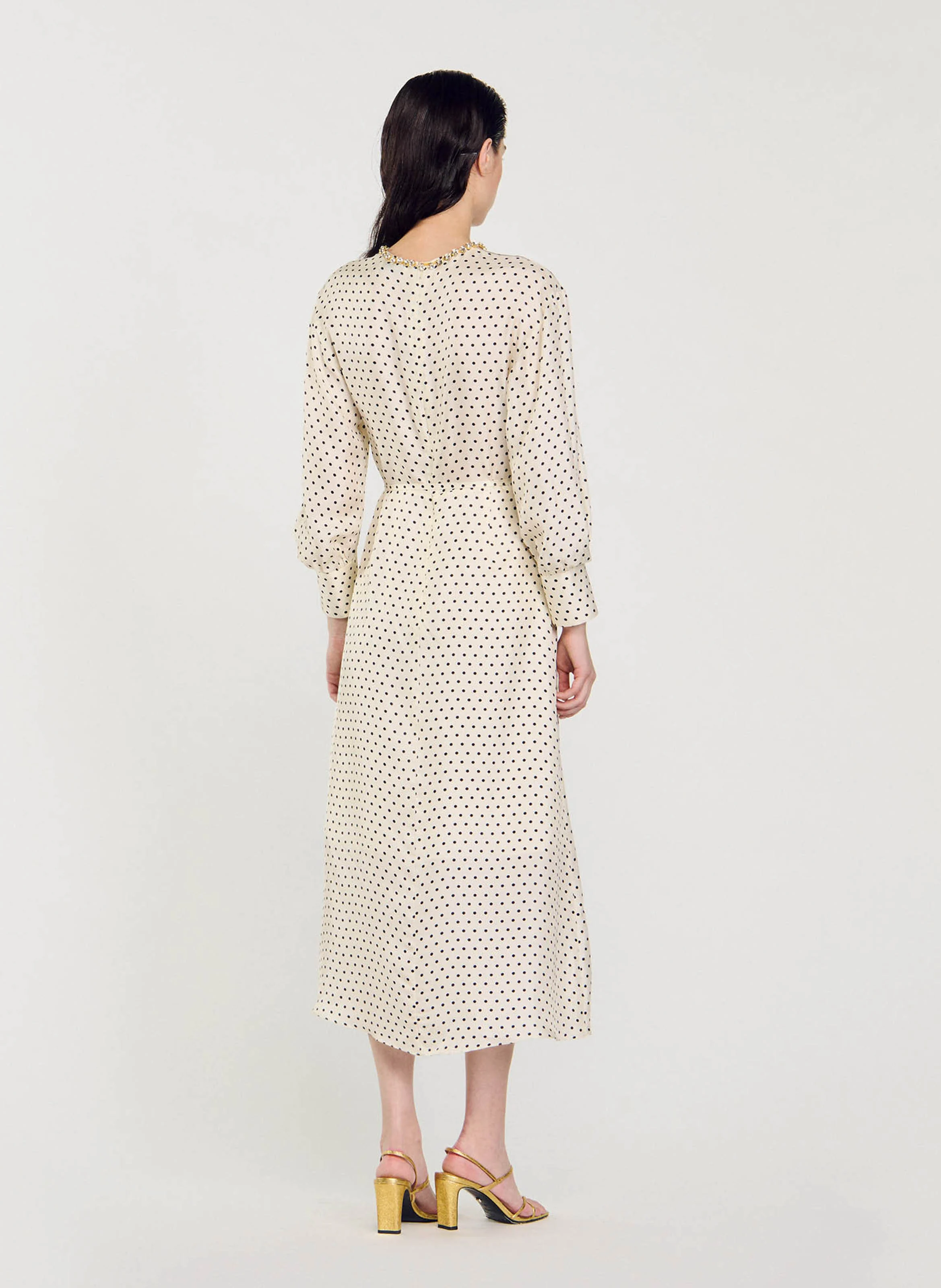 Robe longue col rond satinée | Multicolore
