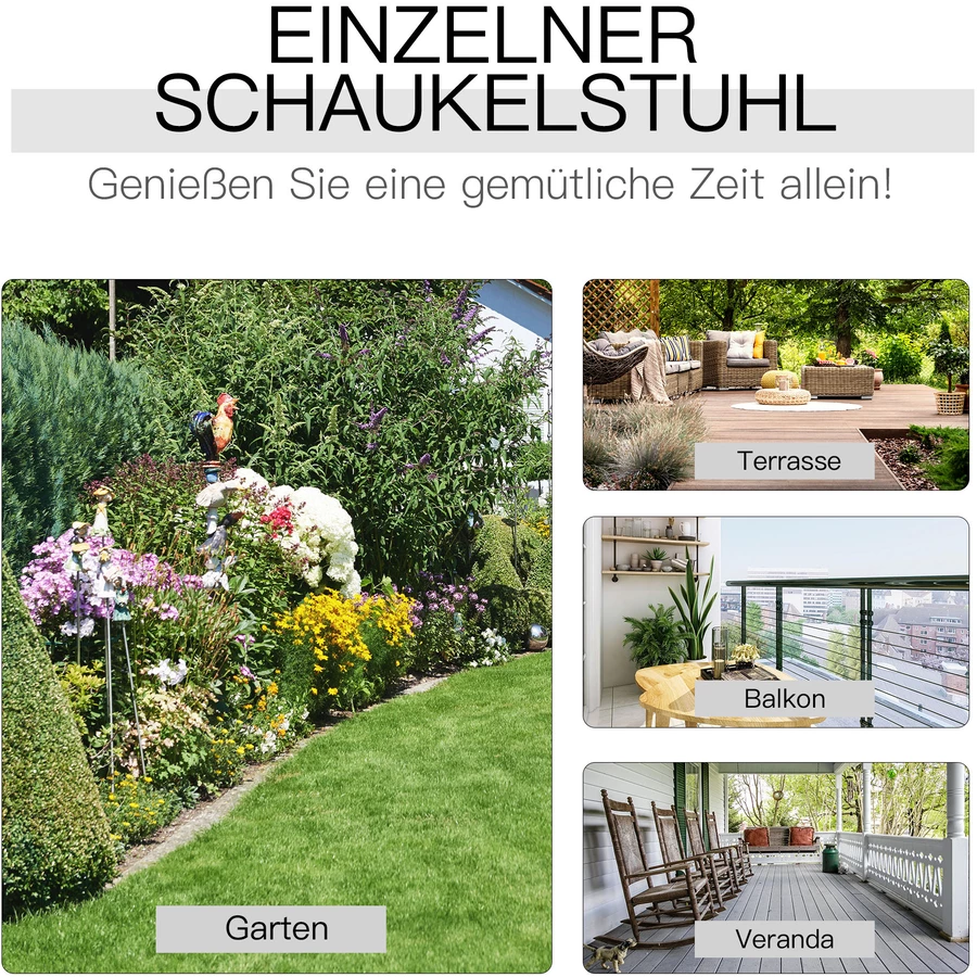 Outsunny Schaukelstuhl mit Armlehne weiß