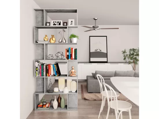 Bibliothèque/Séparateur de pièce Gris béton Bois d'ingénierie
