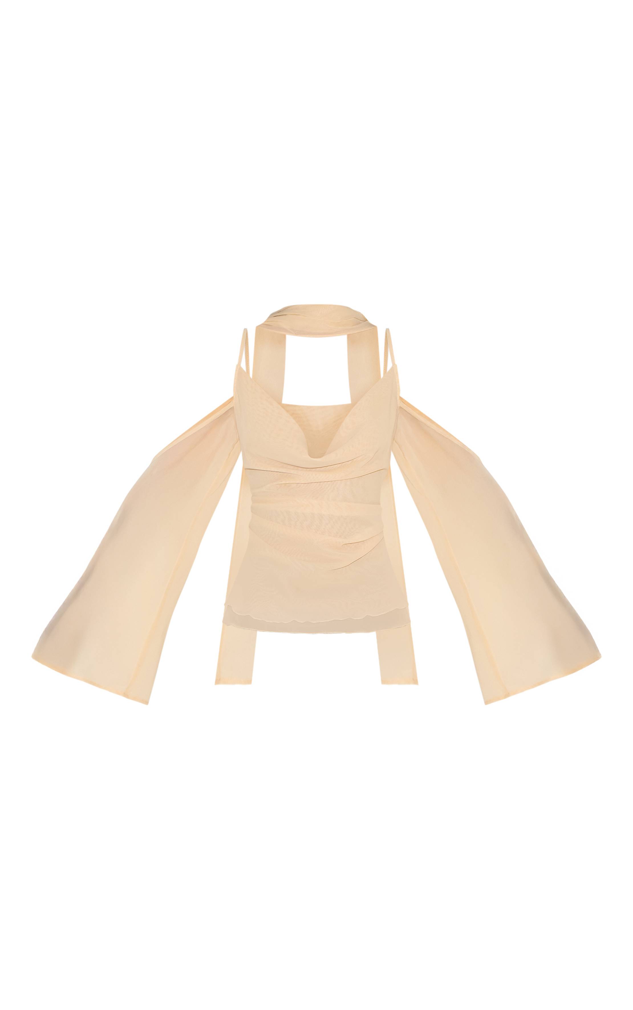 Amande Haut Long En Mousseline Avec Foulard Drapé