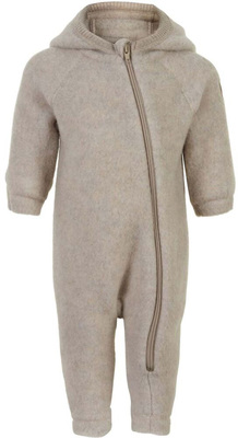 Mikk-Line Jumpsuit Ull med Ører, Melange Offwhite