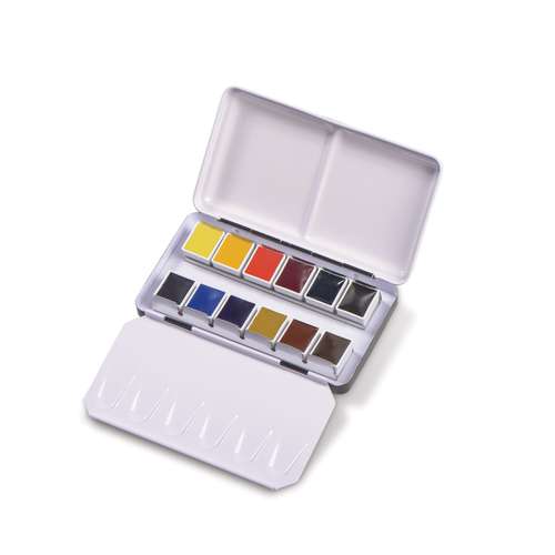 BLOCKX Künstler-Aquarellkasten mit halben Näpfchen