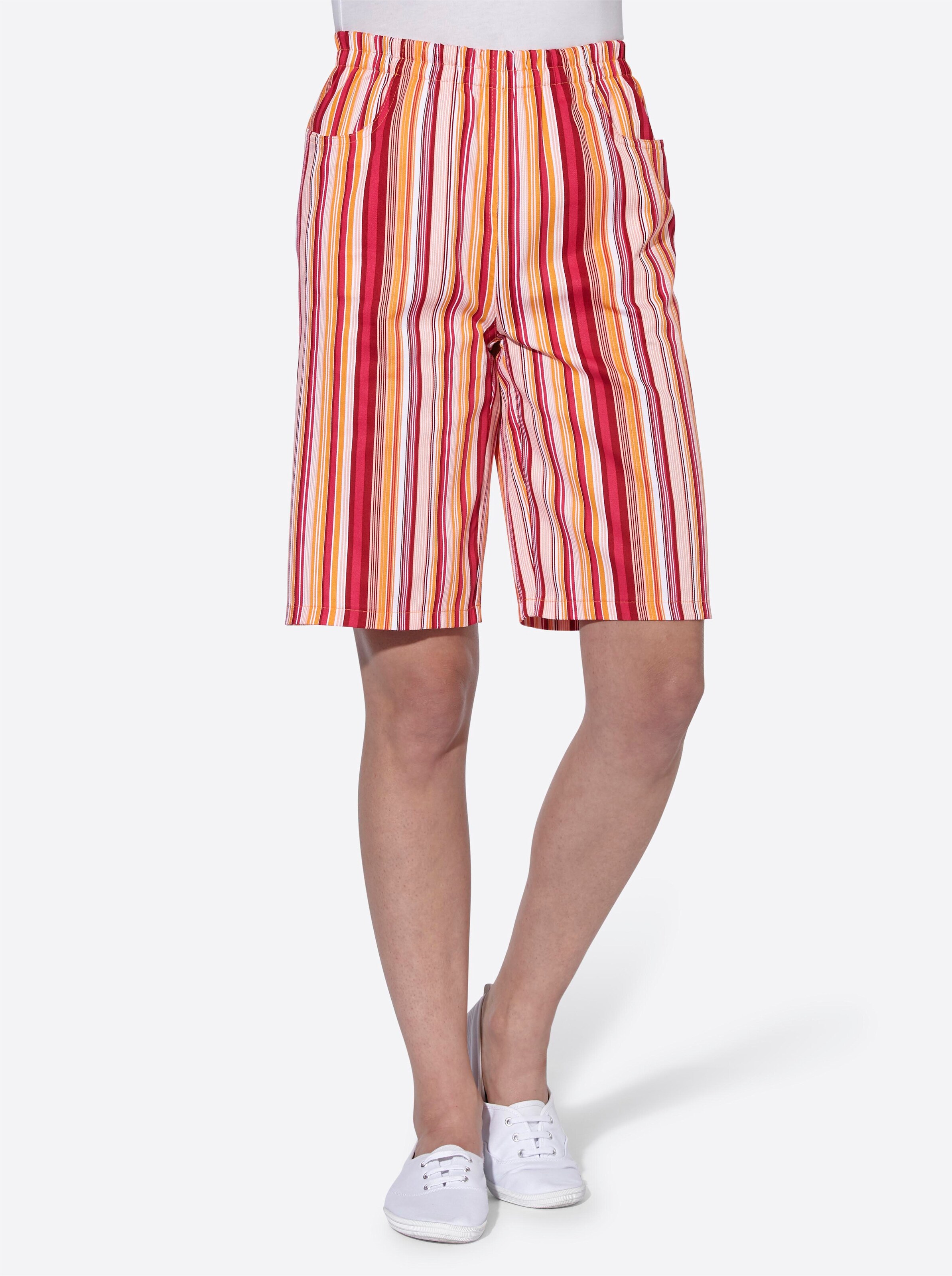Bermudas in apricot-rot-gestreift