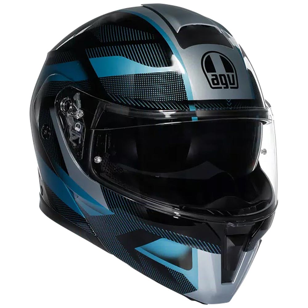 AGV - Casque Streetmodular Ledro Noir Mat / Bleu Clair