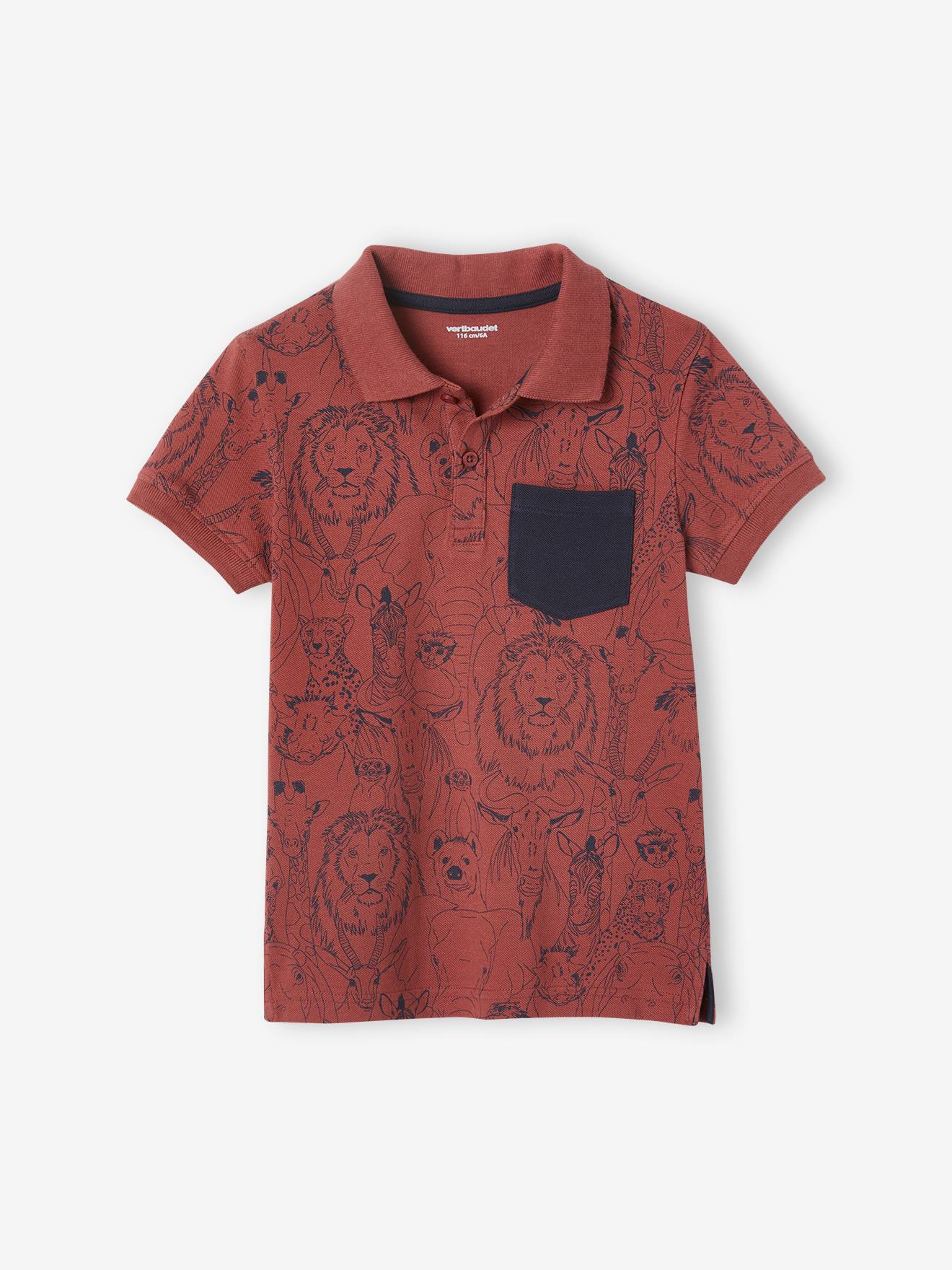 Camisa polo Clay com estampa de animais da selva para meninos
