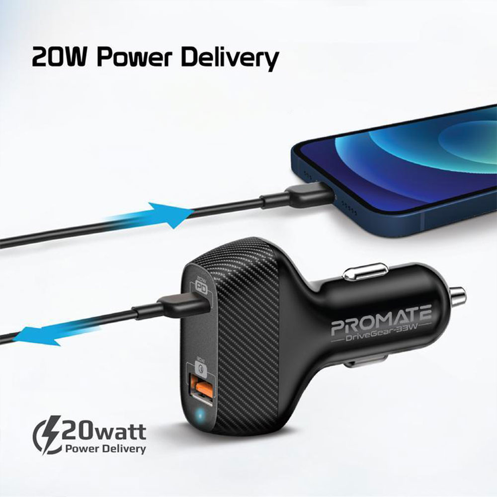 (33W) DriveGear USB C / USB A Auto Ladegerät Netzteil Power Delivery (DRIVEGEAR-33W) - Schwarz