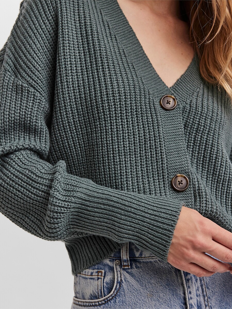 VERO MODA<br>Cardigã curto de malha com fecho de botão