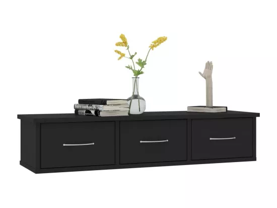 Étagère murale avec tiroirs Noir 88x26x18,5