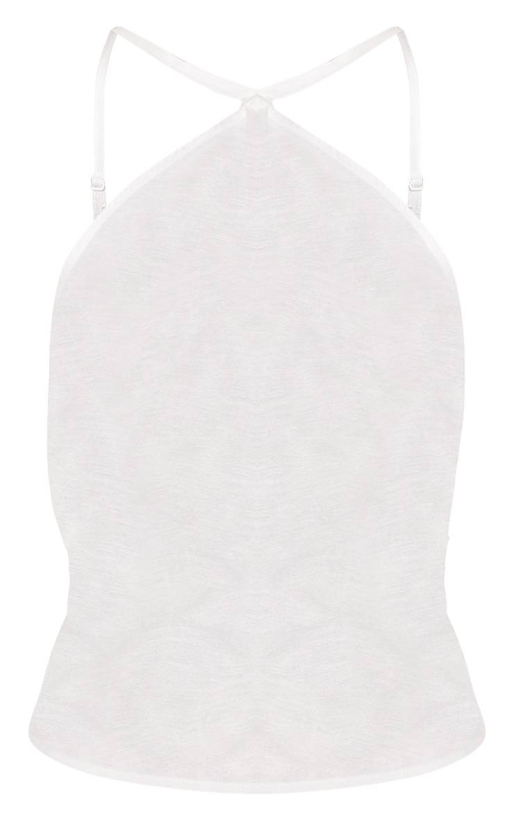 Blanc Haut Dos Nu En Lin Avec Col Licou