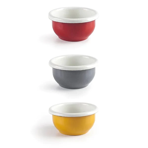 Set de 3 bols à sauce gris, rouge et jaune Ibili