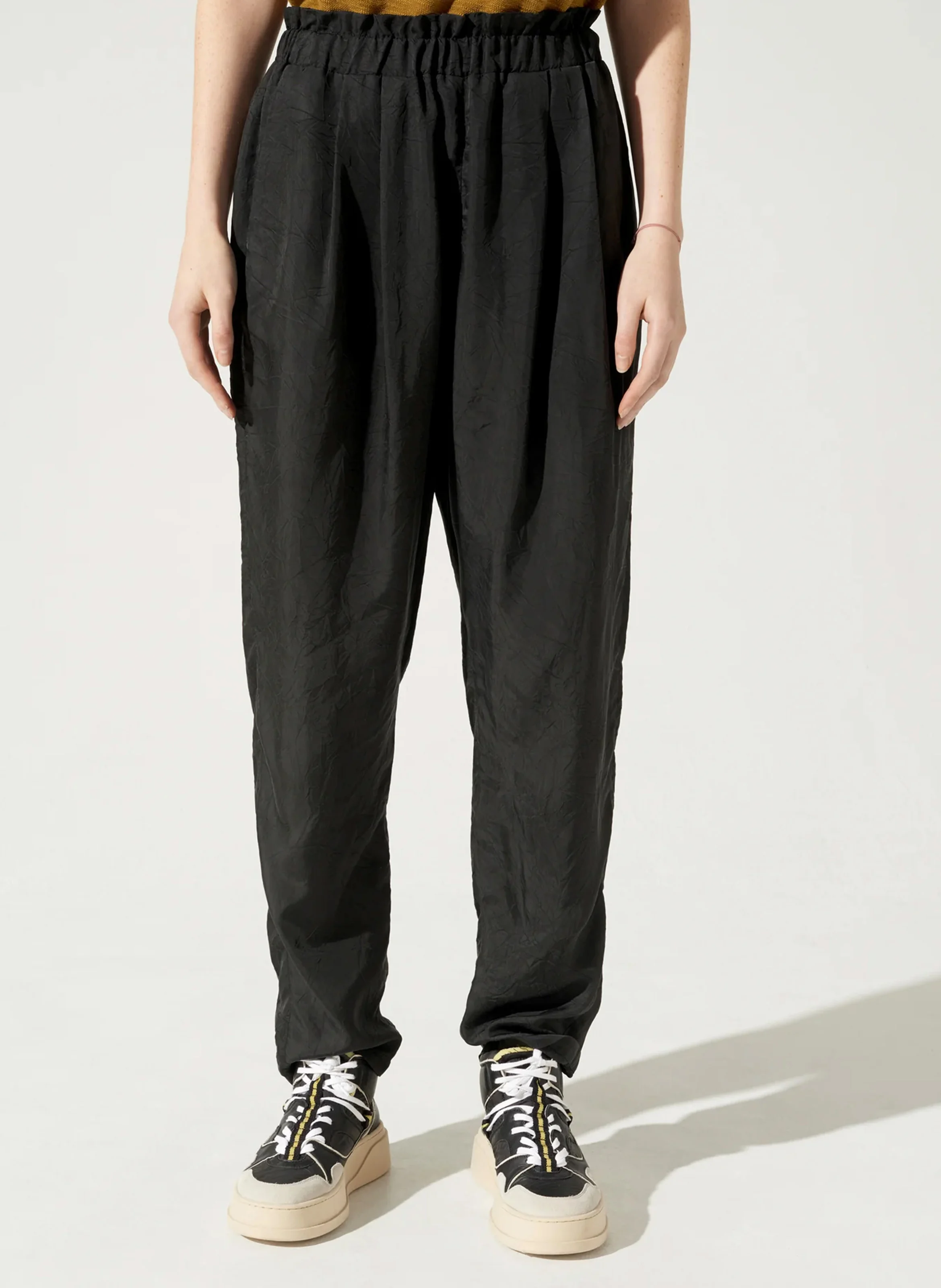 Pantalon sarouel taille haute | Noir
