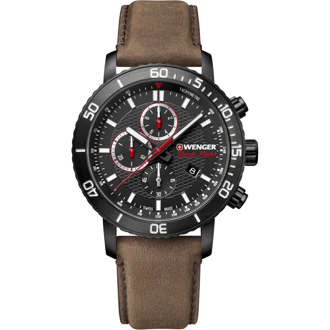Wenger Roadster Black Night Chrono Leder braun Ø 45mm