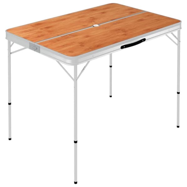 vidaXL Sammenleggbart campingbord med 2 benker aluminium brun