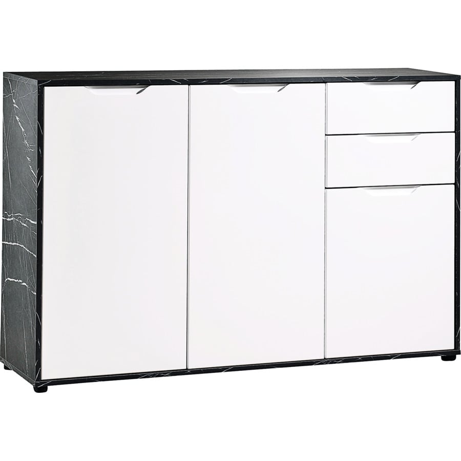 Kommode Korfu Marmor-Optik schwarz weiss 90 x 89 x 35 cm