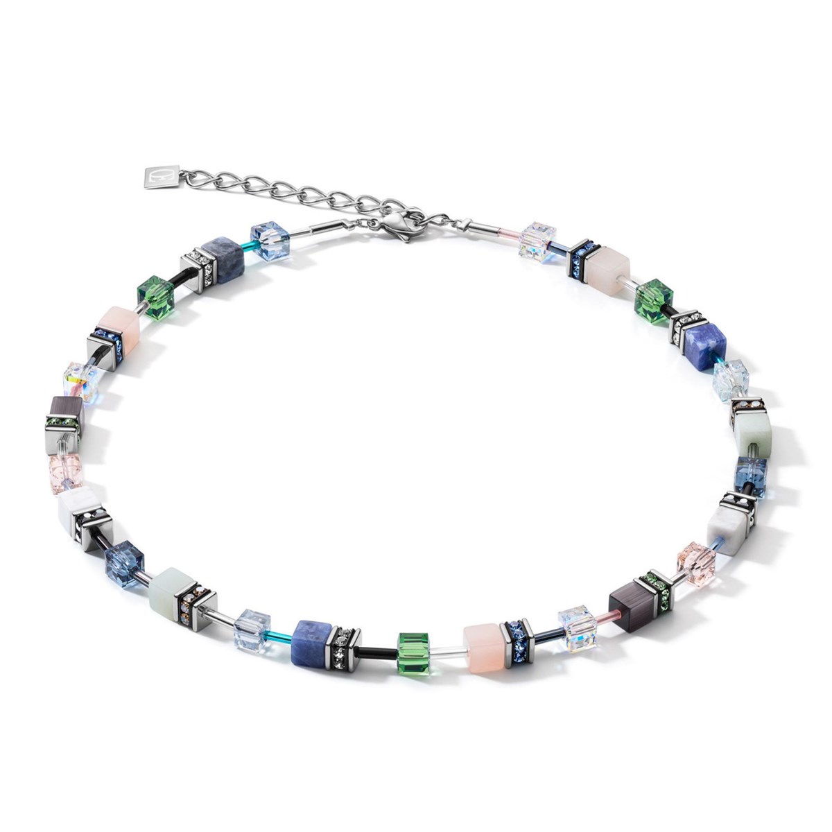 Collier Coeur de Lion Geocube bleu vert blanc
