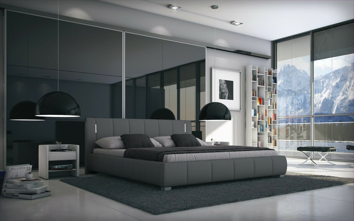 Sedex Bett Luna 140x200cm grau mit LED Beleuchtung