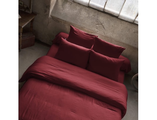 TERRE DE NUIT - Housse de couette double gaze de coton bordeaux 200x200 cm