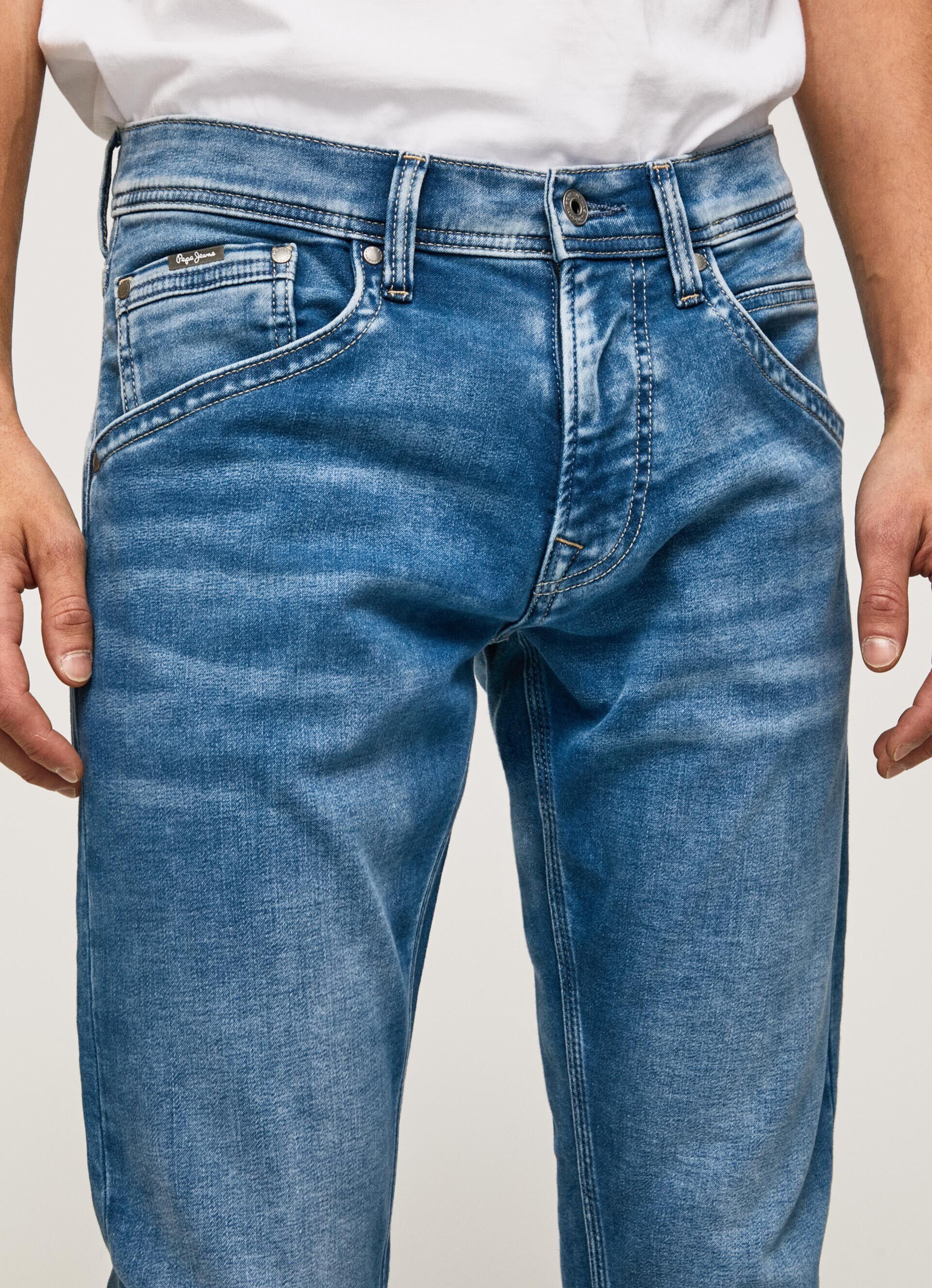 Calça jeans estilo esportivo com cintura regular - jeans