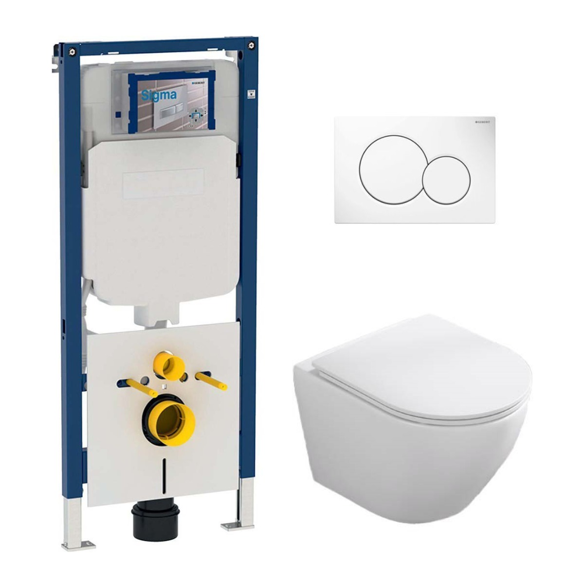 Geberit UP720 toiletset met Saniclear Itsie mat witte toiletpot randloos met softclose zitting