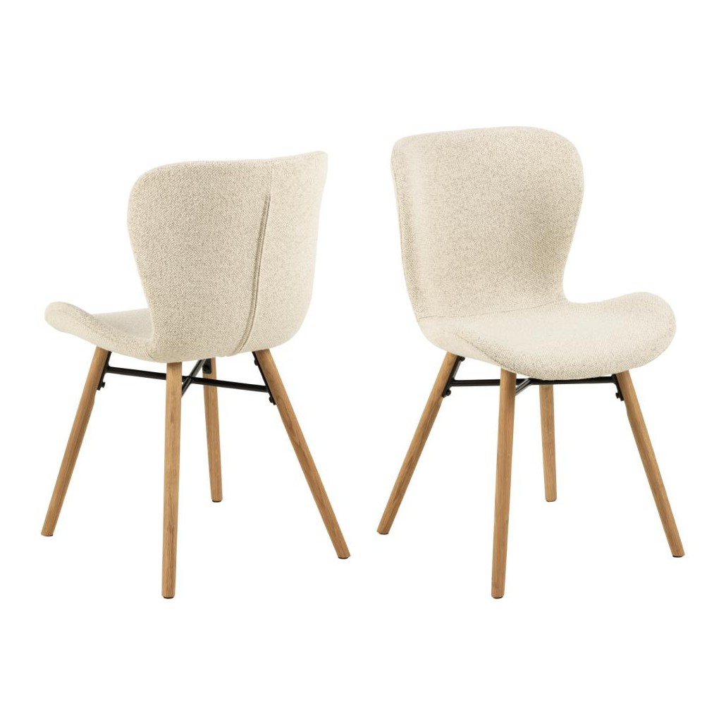 Eetkamerstoel Pescara creme bouclé - set van 2
