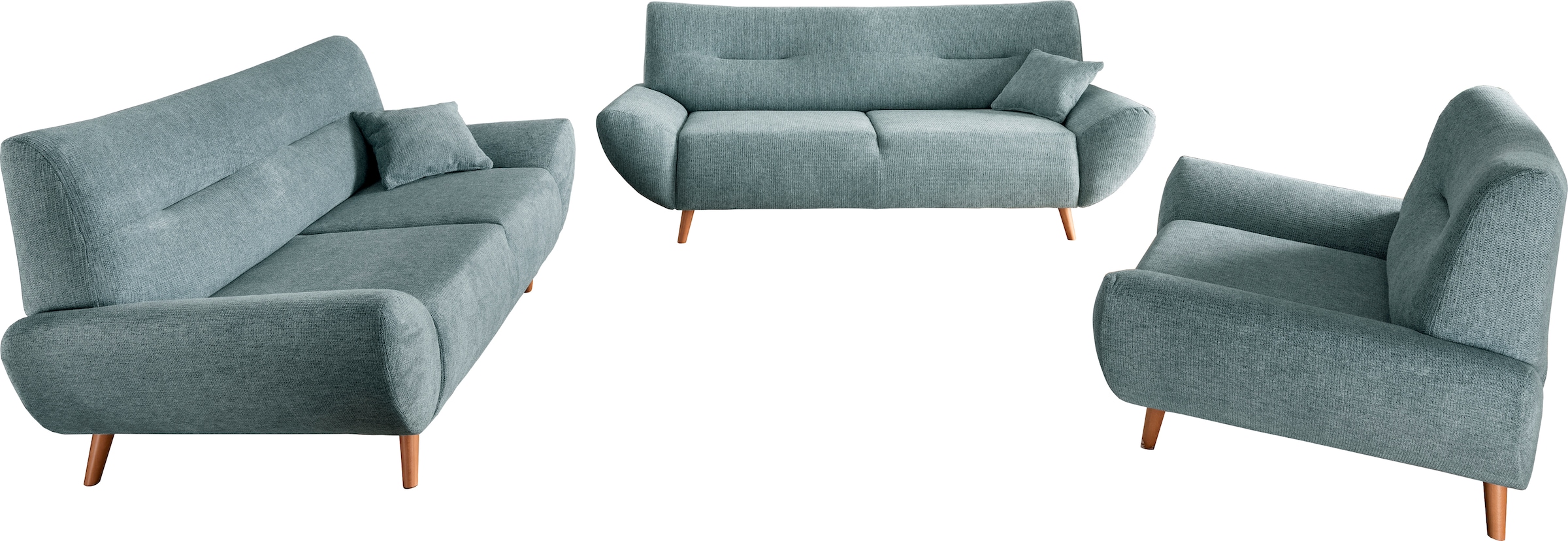 INOSIGN Polstergarnitur »Drago elegant und zeitlos, komfortabel, moderne Formensprache« Set, 3-Sitzer, 2-Sitzer und Sessel, 3 Stk. tlg. als Sessel/Polsterecke erhältlich, versch. Stoffe, inkl. 2 Zierkissen
