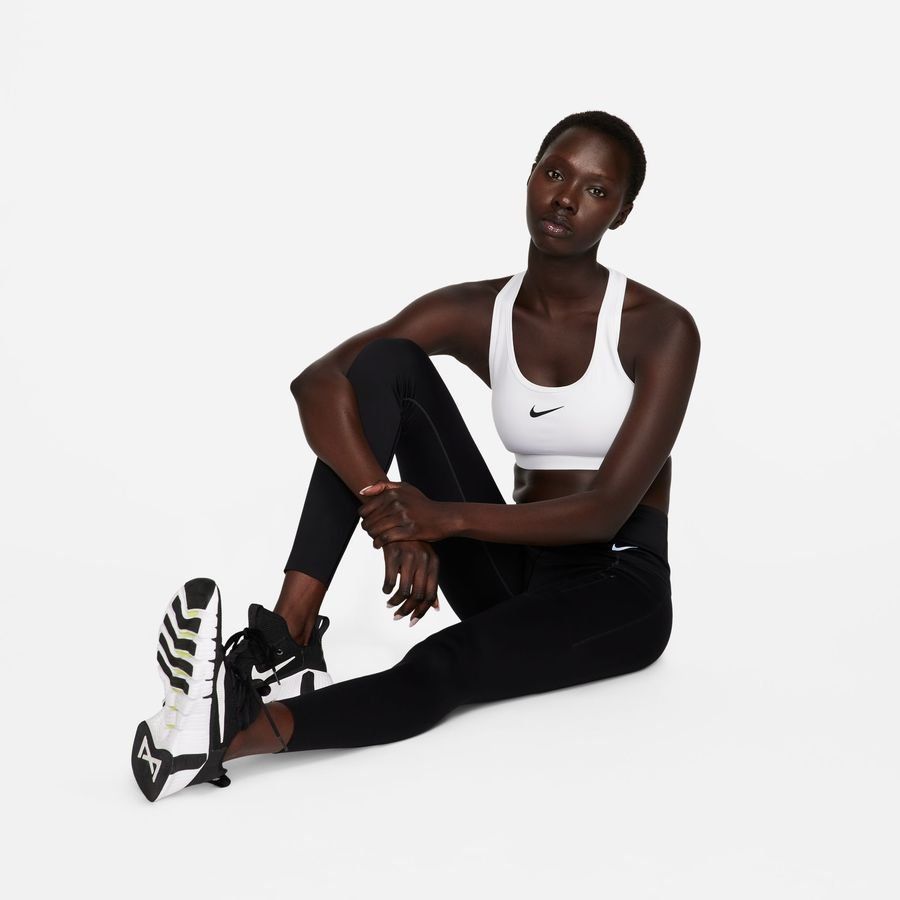 Nike Brassière Dri-FIT Swoosh - Blanc/Noir Femme