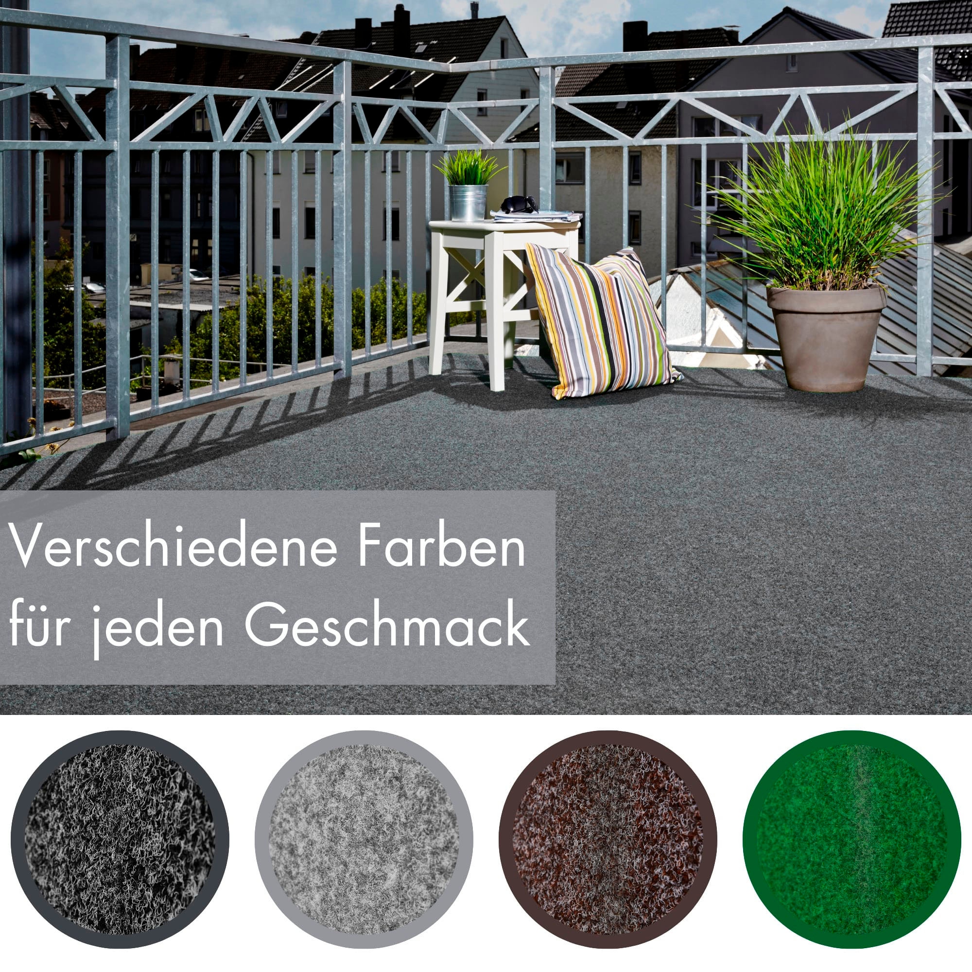 Andiamo Kunstrasen »Aberdeen, Made in Belgium« rechteckig 10 mm Höhe aus Nadelfilz, mit Drainagenoppen, für Balkon, Terasse, Wintergarten