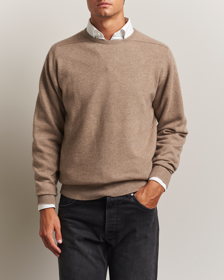 William Lockie Melrose Cashmere Crew Neck Dark Natural