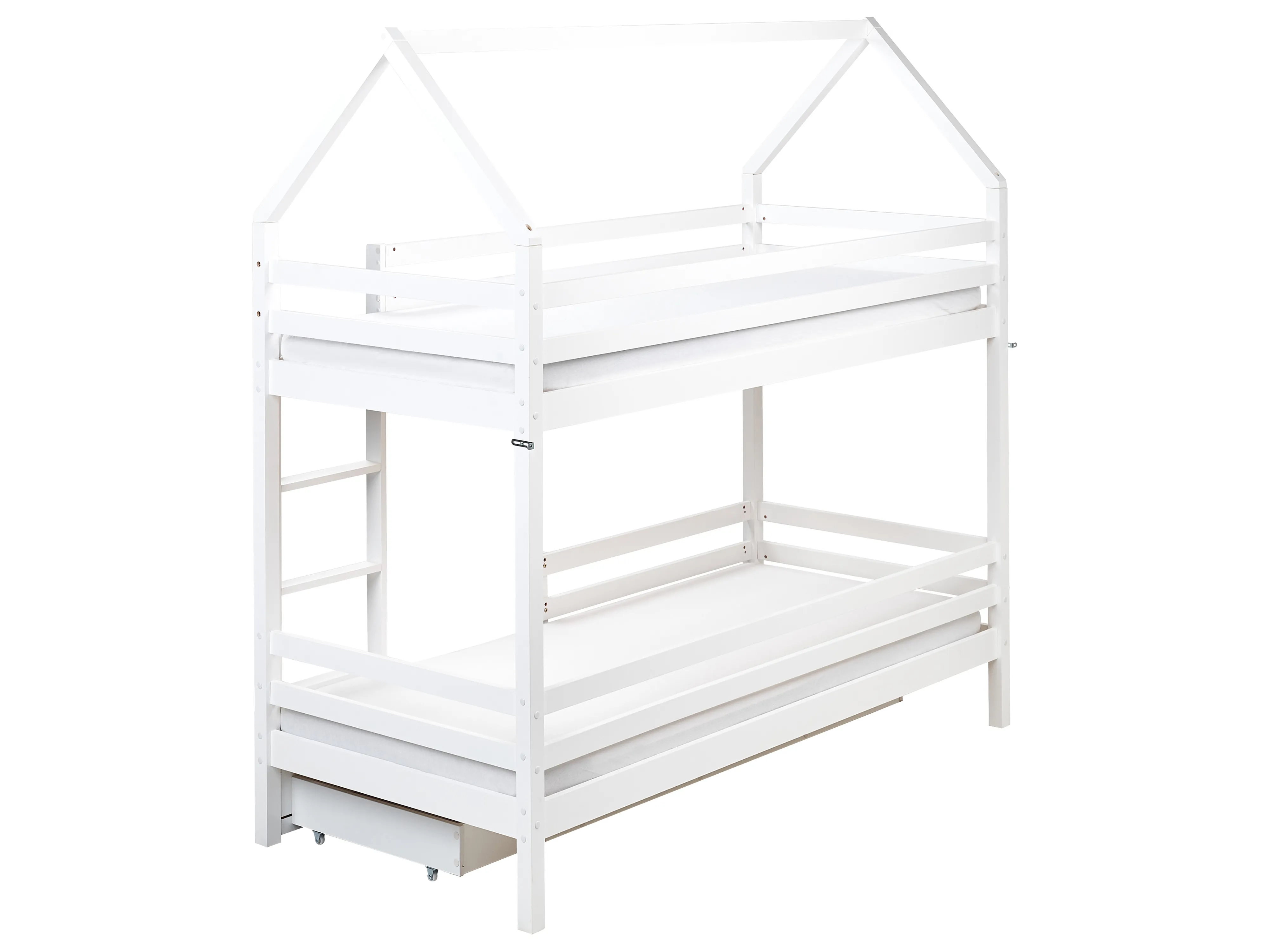 Hoogslaper met laden Huis Dennenhout GIRGOLS 90 x 200 cm met opbergruimte Wit