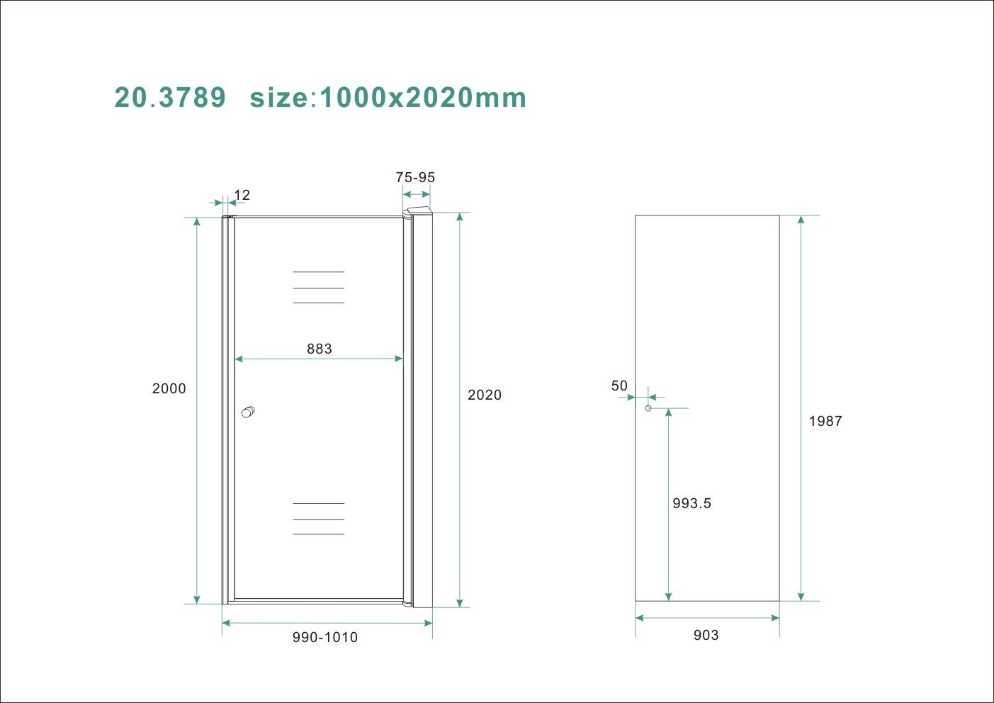 Mueller Smoke nisdeur 100x202 rookglas Anti-kalk