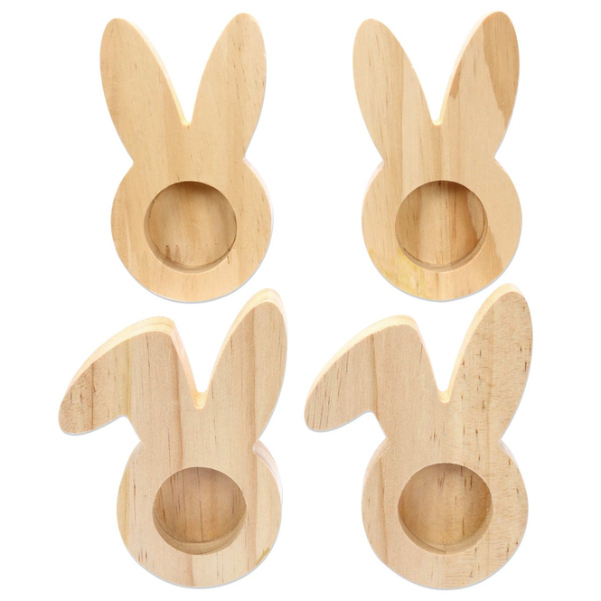 4 Eierbecher - aus Holz - Ostern