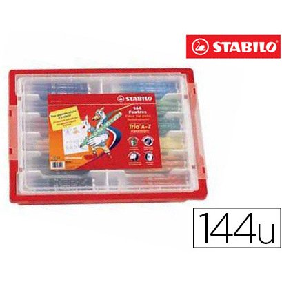 Feutre coloriage stabilo trio triangulaire encre super lavable pointe moyenne coffret scolaire 144 unités