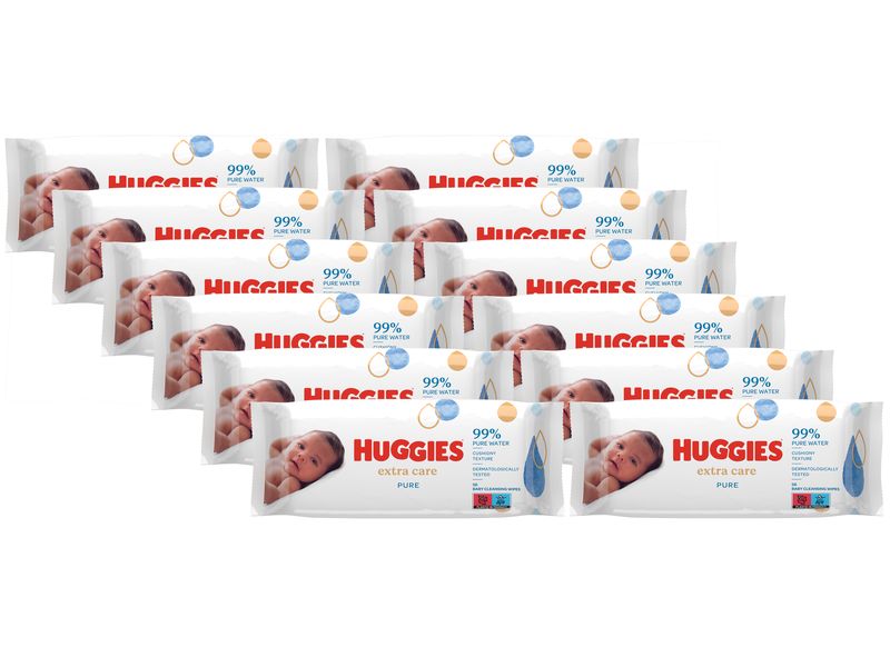 Huggies Feuchttücher Pure Extra Care 12x 56 Stk. Feuchttücher Pure Extra Care Einzelpackung, 12x 56 Stück