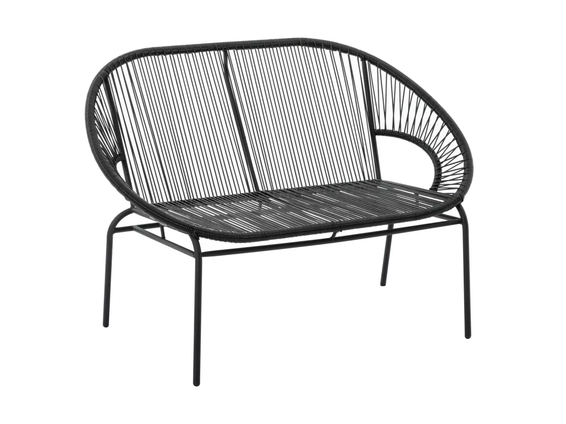 Salon de jardin en fils de résine tressés : 2 fauteuils, un banc et une table - Noir - ALIOS III de MYLIA