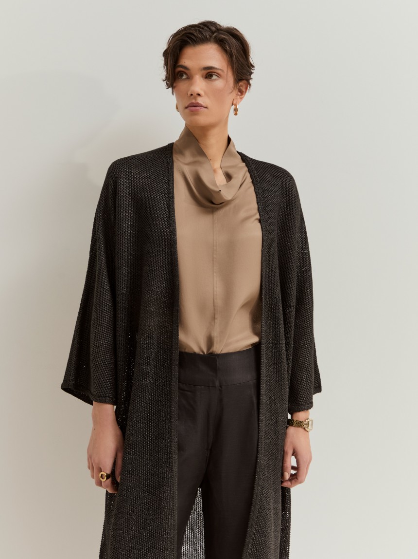 Casaco de malha em estilo kimono