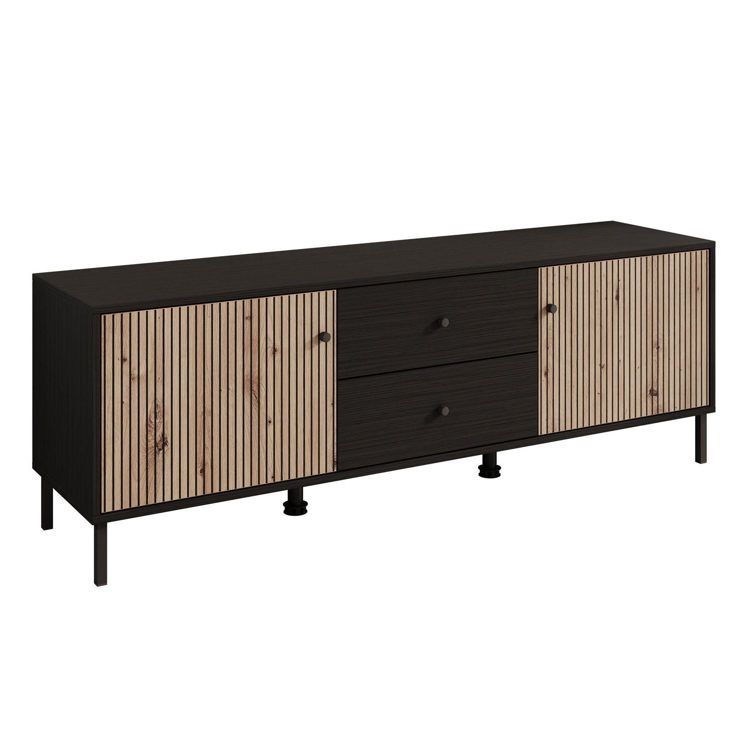 Meubella - TV-Meubel Charles - Zwart eiken - 157 cm
