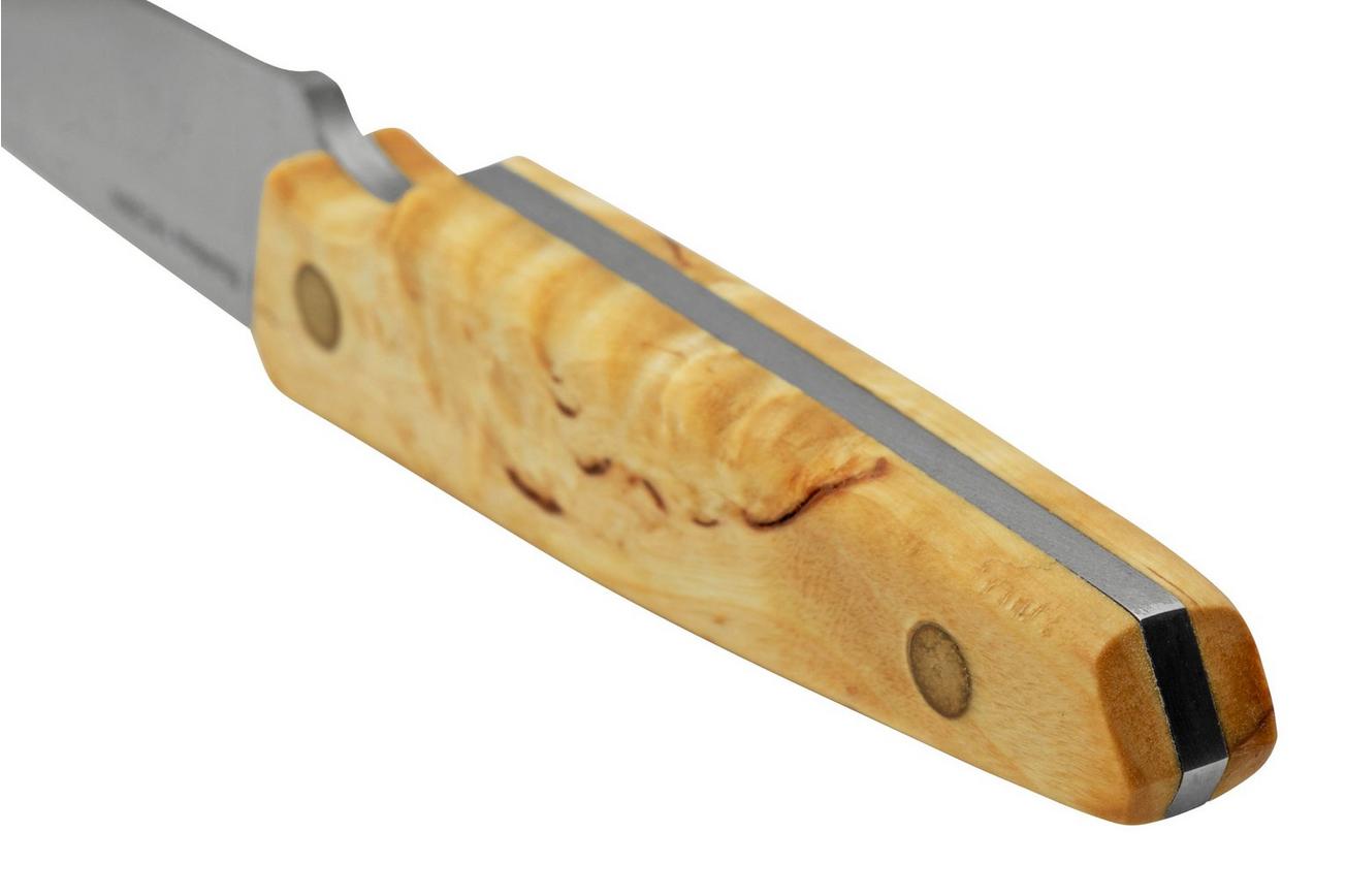 Nordic Knife Design Wharncliffe 80 2080, Curly Birch vaststaand mes