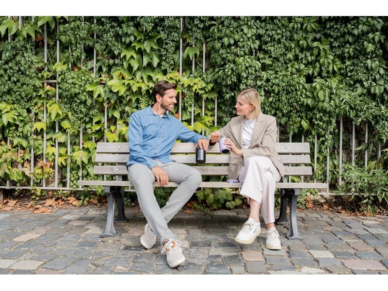 Alfi Thermo-Foodbehälter 0.35 l, Lavendel Outdoor-Behälter aus Edelstahl mit Göffel