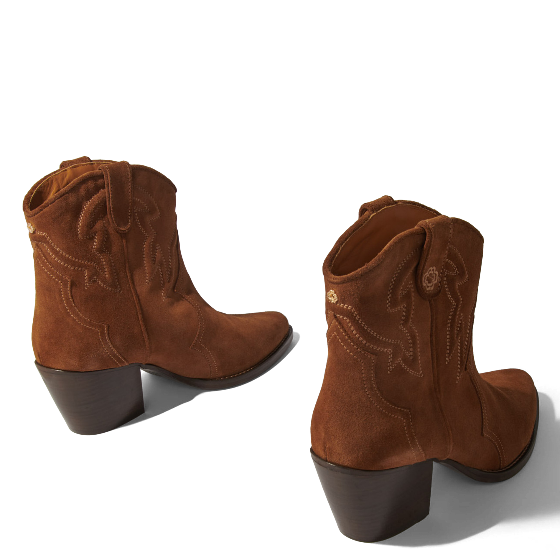 Bottines à talons en cuir | Marron
