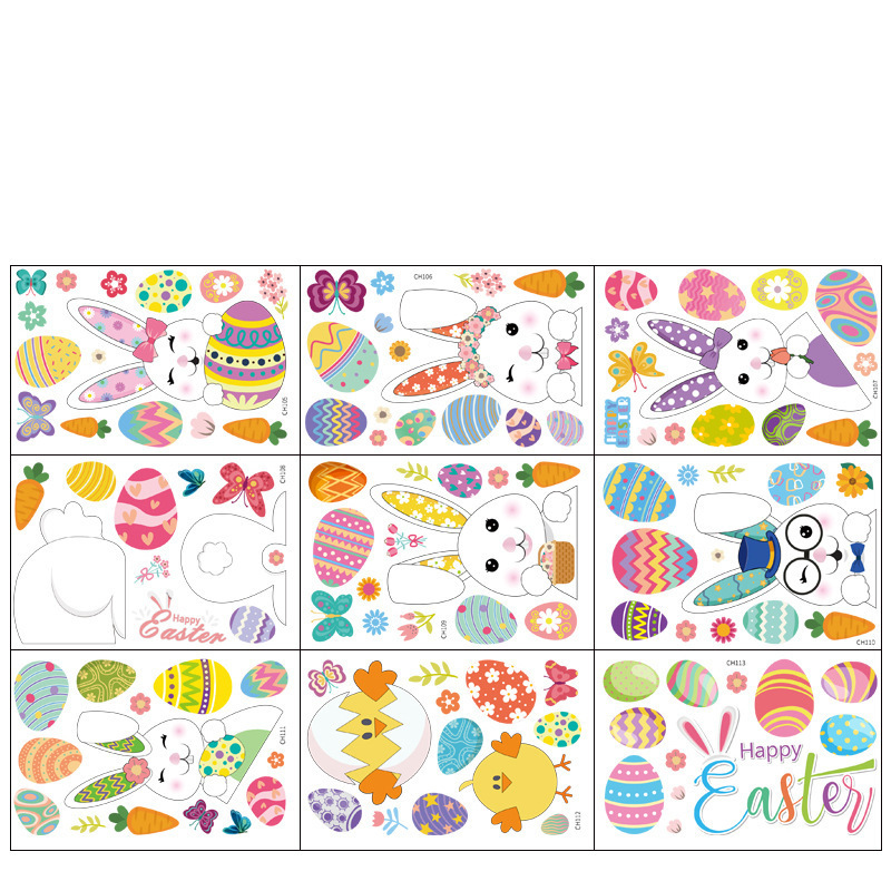 (120er Set) Wandtattoo Aufkleber Oster Home Deko Fenster Sticker - Hasen