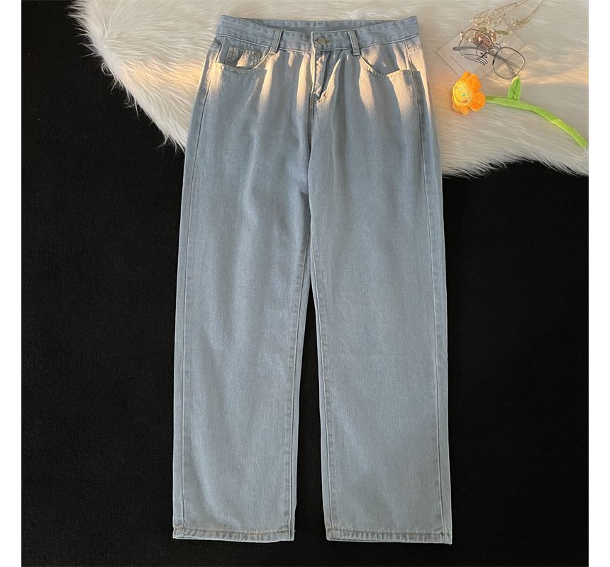Filmas - High-Waist Washed Straight-Cut Jeans