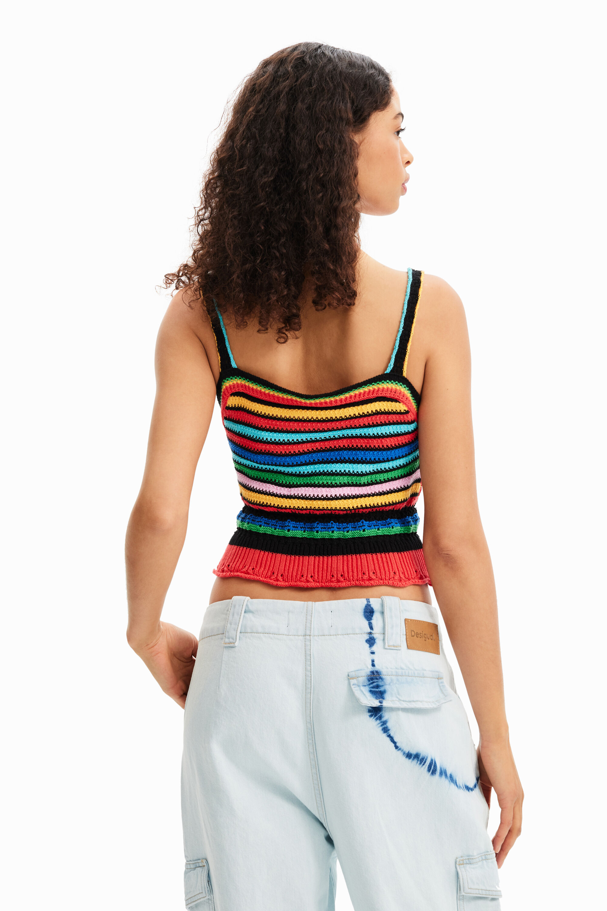 Haut court bretelles crochet