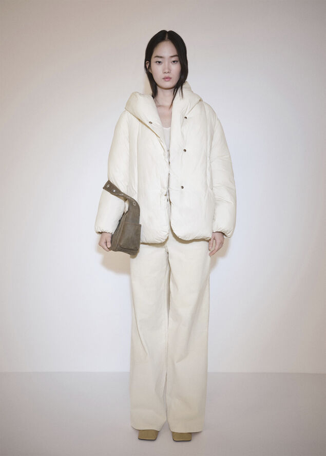 MANGO Hood quilted coat Natural white