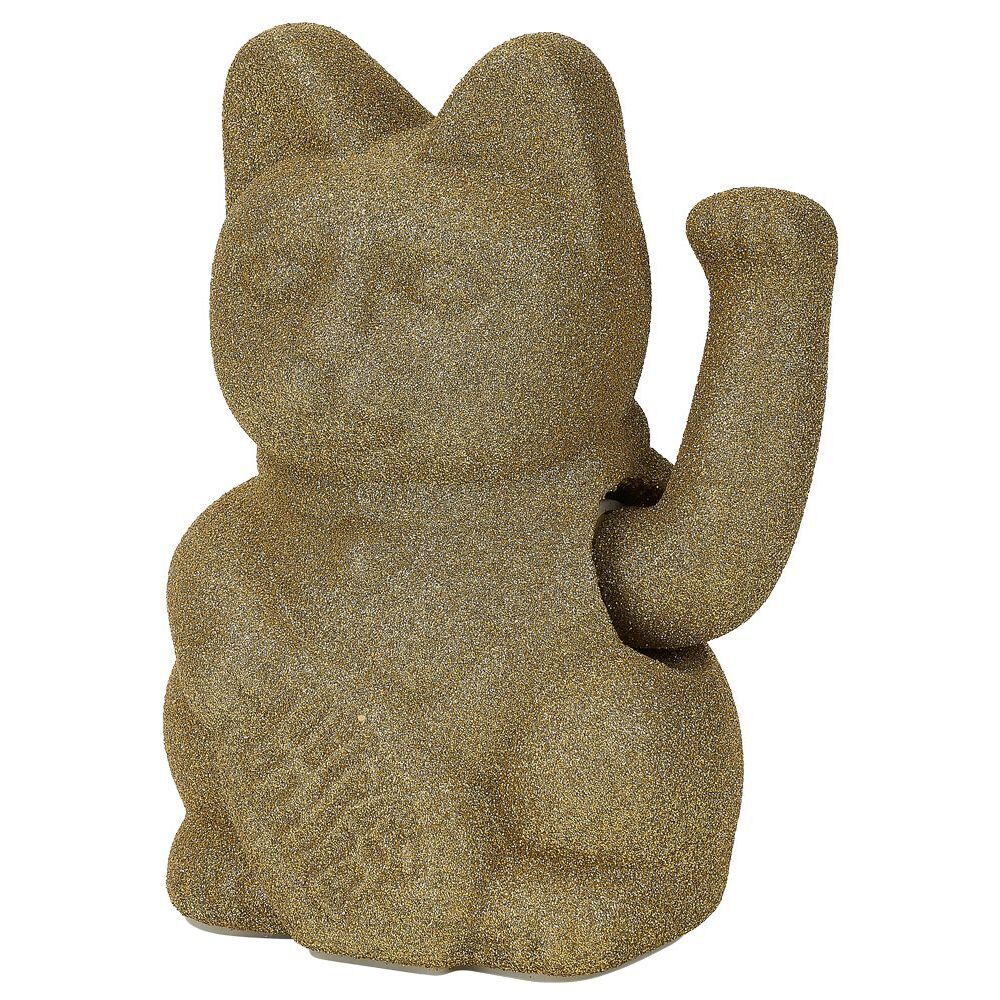 Chat porte-bonheur velours vert 11xH15x9cm