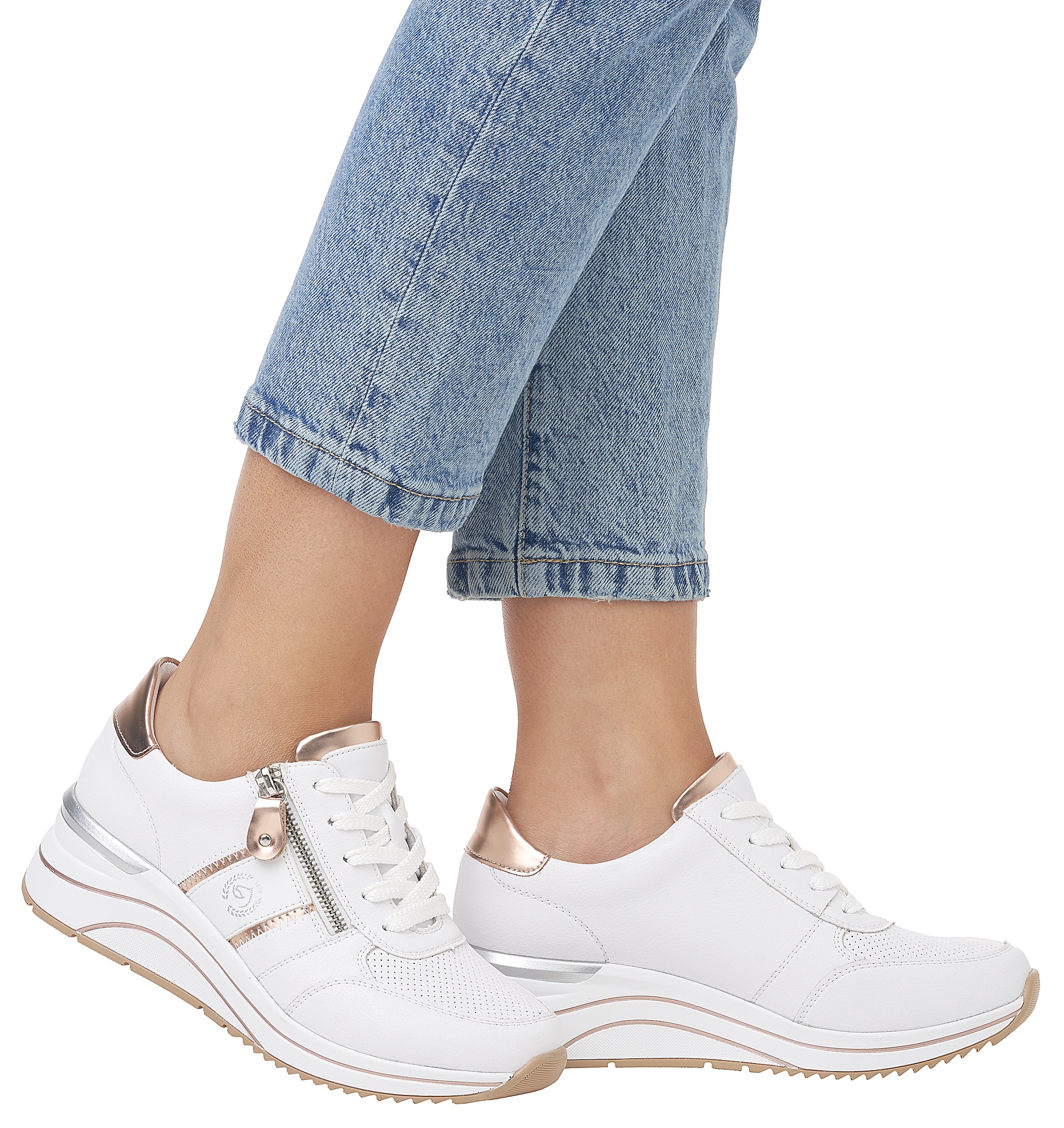 Remonte Keilsneaker  , Freizeitschuh, Halbschuh, Schnürschuh mit Metallic-Kontrastbesätzen