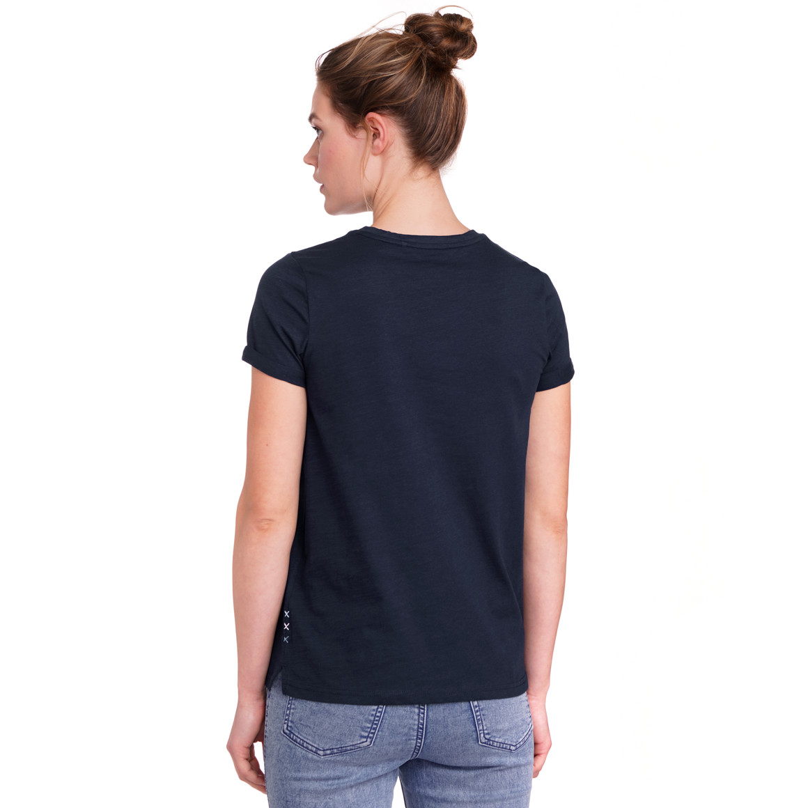 Gina Damen T-Shirt mit Brusttasche dunkelblau